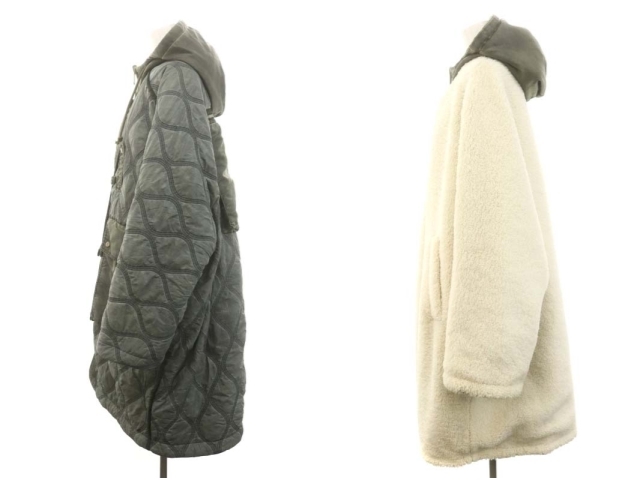  diesel DIESEL W-DAYA-21 reversible boa Mod's Coat quilting outer hood XXS gray white /DF #OS lady's 