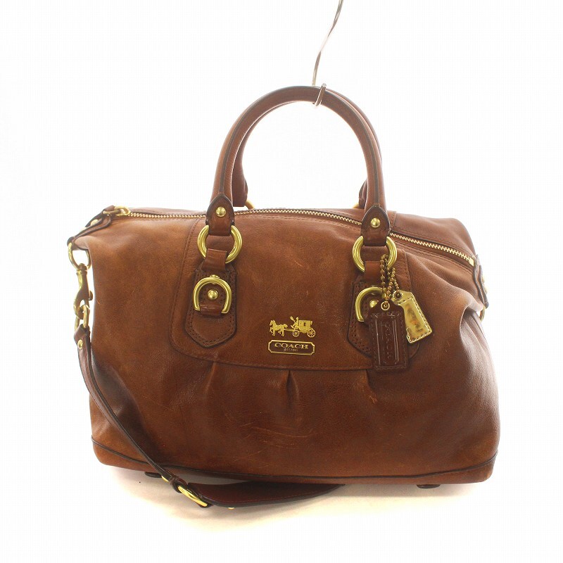  Coach COACH handbag shoulder 2WAY leather Logo tea Brown #GY18 /MQ lady's 