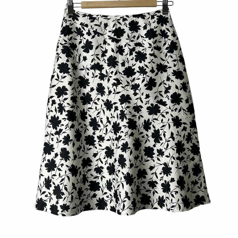  guarantee Lee Visconti GALLERY VISCONTI knee height skirt white black white black floral print lady's 