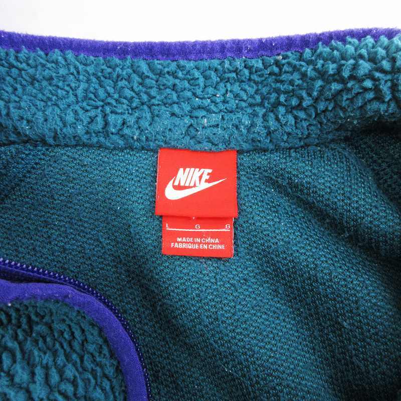  Nike NIKE fleece jacket blouson full Zip boa Logo deep green purple dark green purple L #SM3 Kids 