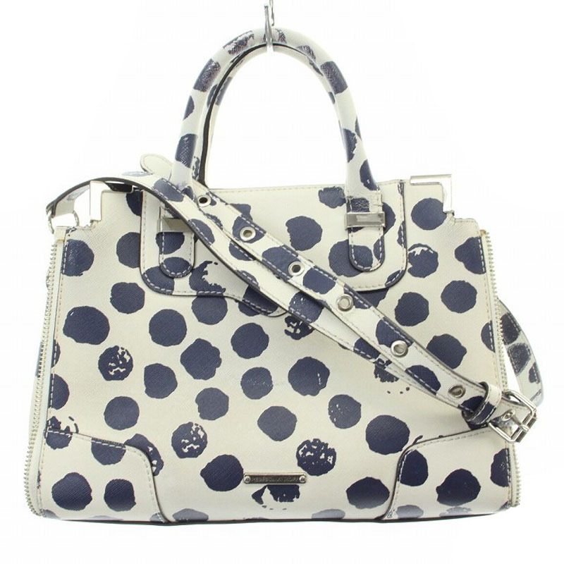 レベッカミンコフ Rebecca Minkoff ドット柄 2way ショルダーバッグ ハンド レザー 白 紺 ホワイト ネイビー /HK ■OS レディース