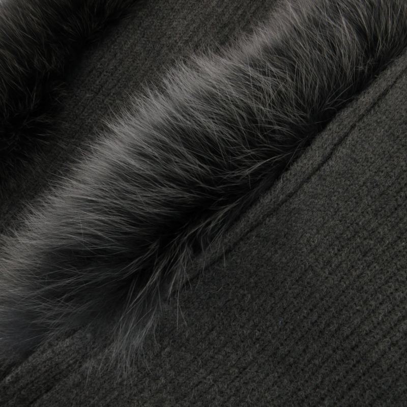  stole muffler blue fox fur feather weave M-L gray /FF 1017 #GY09 lady's 