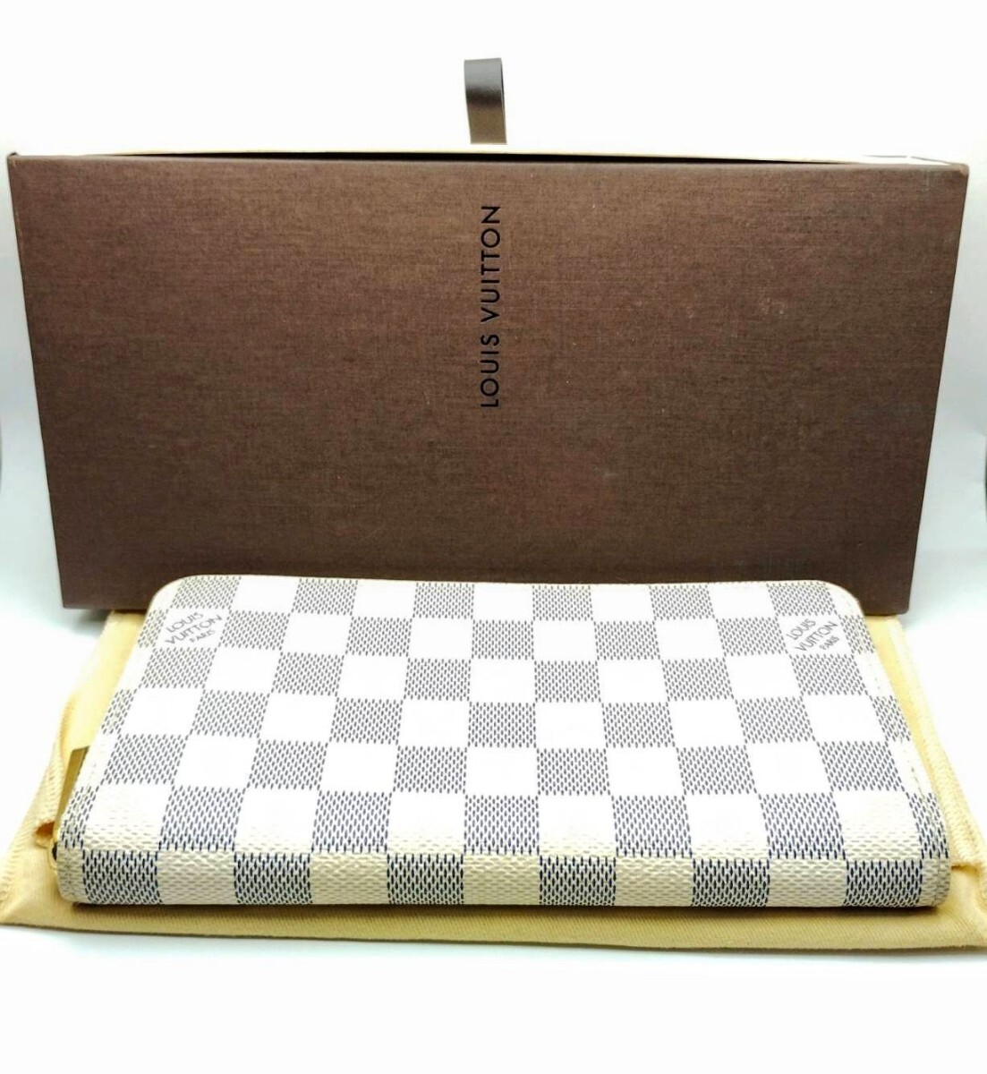 長財布　ルイヴィトン　LOUISVUITTON　 ジッピーウォレット 　ダミエ アズール　 箱付き
