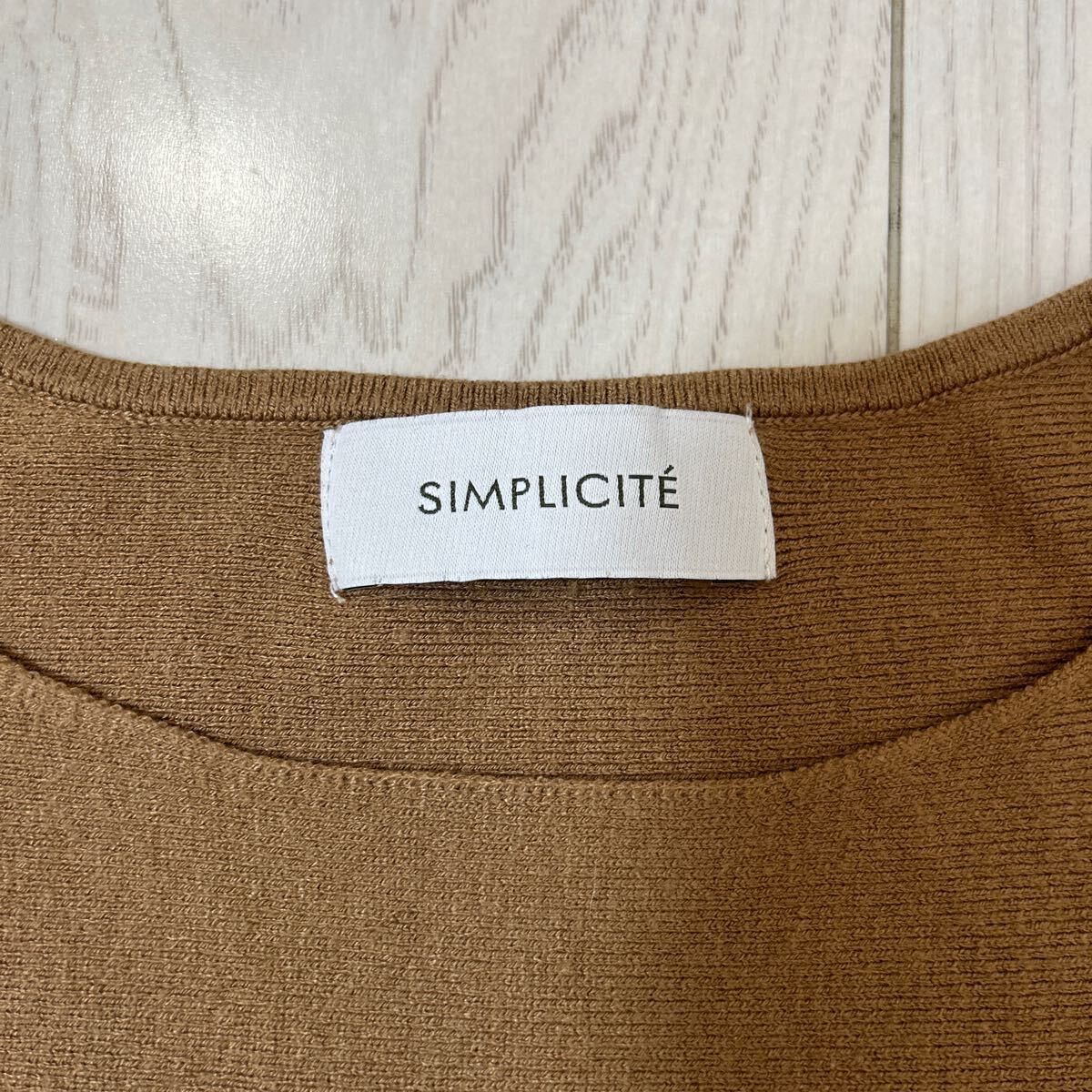 SIMPLICITE' シンプリシテェ 長袖 ニット クルーネック ブラウン フリーサイズ レディース THF-27_画像4
