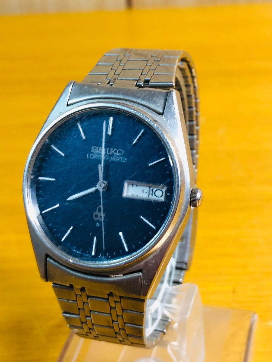 ◯ SEIKO LORD QUARTZ セイコー 腕時計 ロードクォーツ デイデイト 8243-7030 青文字盤 不動品