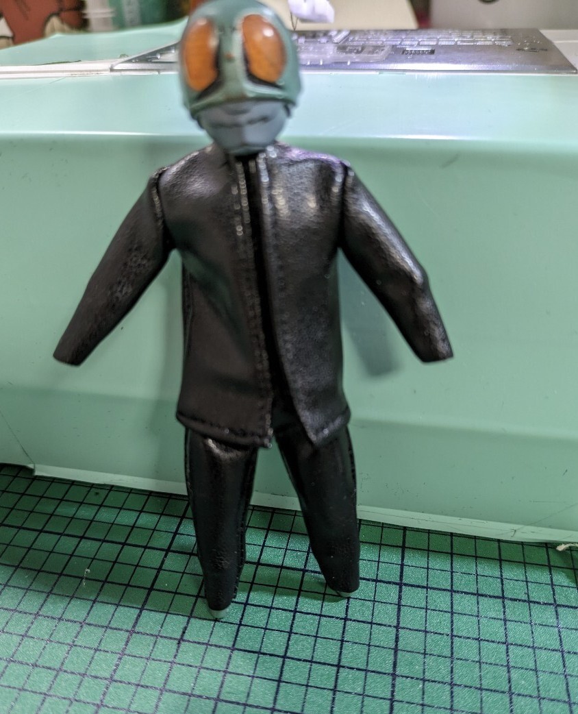 ポピニカ魂PX02仮面ライダー旧１号着せ替え用　自作合皮スーツ