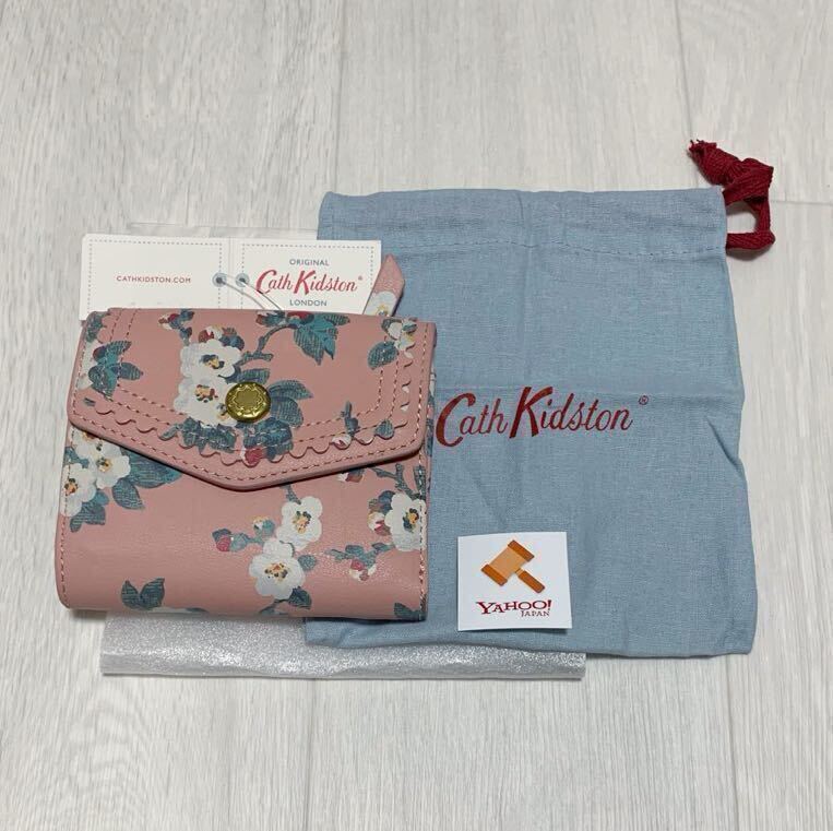 未使用★キャス・キッドソン★財布★本革★ウォレット★巾着袋つき★Cath Kidston★花柄★イギリス ロンドン 小銭入れ パスケース 二つ折り