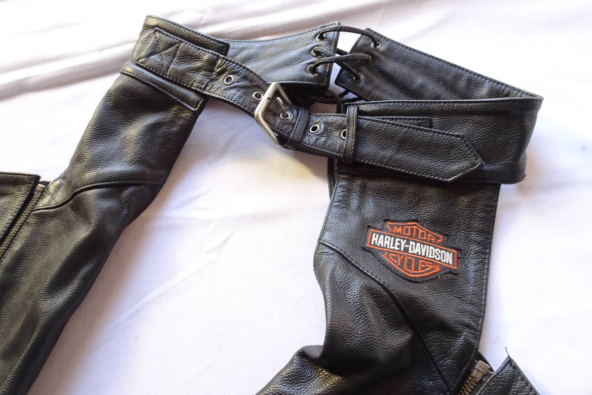 HARLEY-DAVIDSON/ハーレーダヴィッドソン/レザーチャップス/RIDING GEAR/オーバーパンツ/牛革/バイク/黒/ブラック/Sサイズ(10/22R)