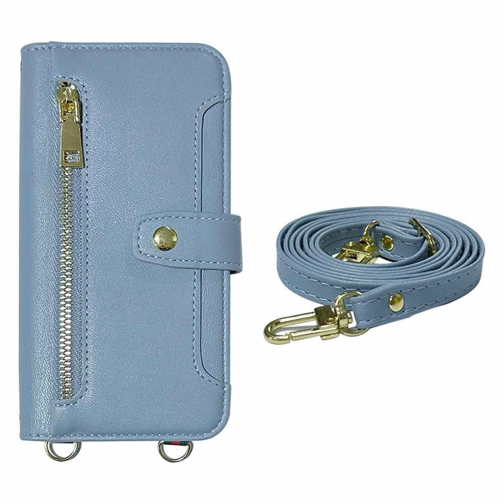 Xperia 10 VI SO-52E SOG14 смартфон кейс ( голубой серый ) наклонный .. смартфон плечо блокнот type с ремешком . потускнение цвет