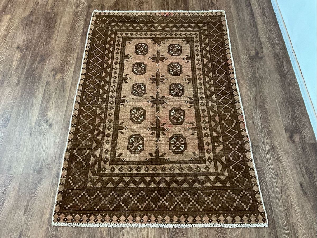 限定品★ペールカーキ★143×96cm アフガニスタン産 絨毯 ラグ アンティーク家具 トライバル ハンドメイド カーペット 02ADMRM241007008D
