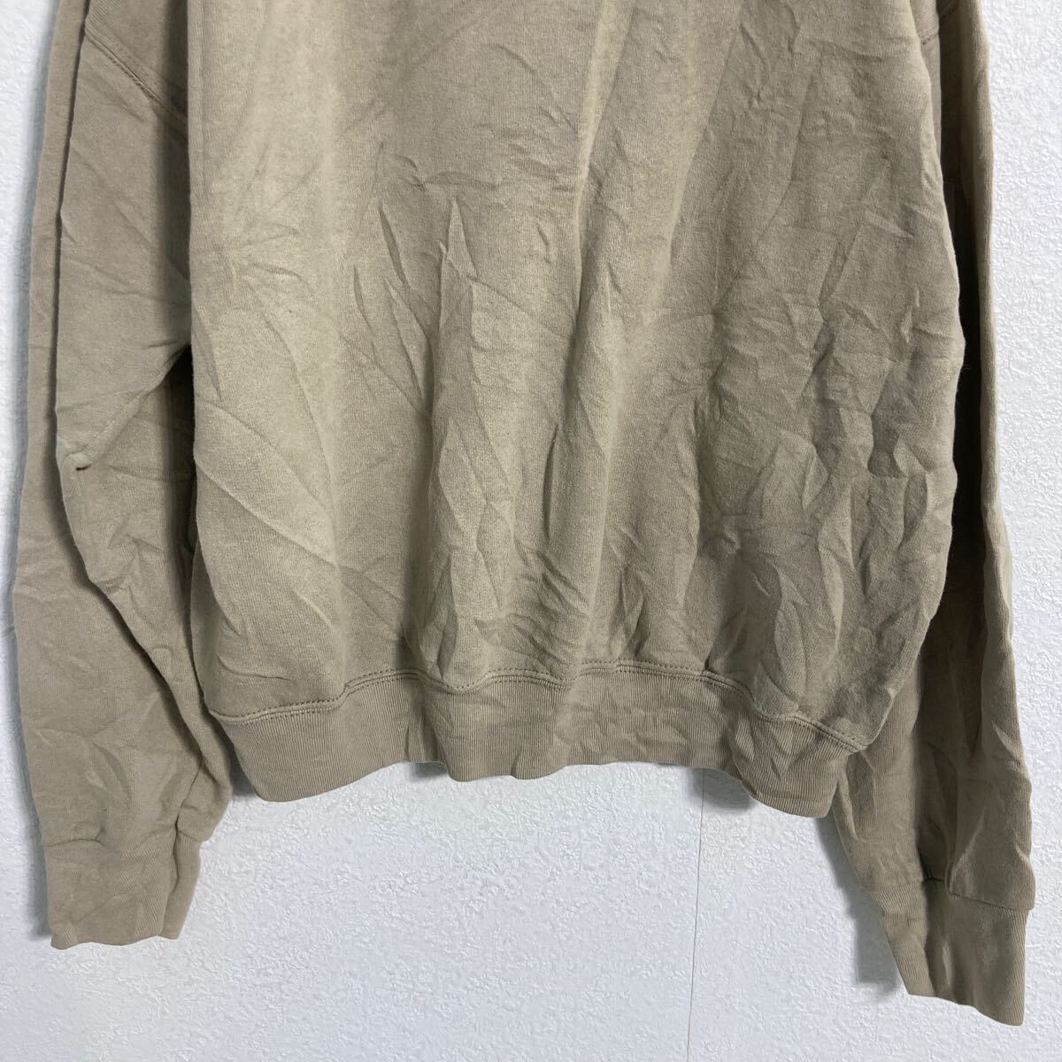 FRUIT of the LOOM embroidery sweat sweatshirt fruit ob The room L lady's beige reverse side nappy old clothes . America buying up a610-5710