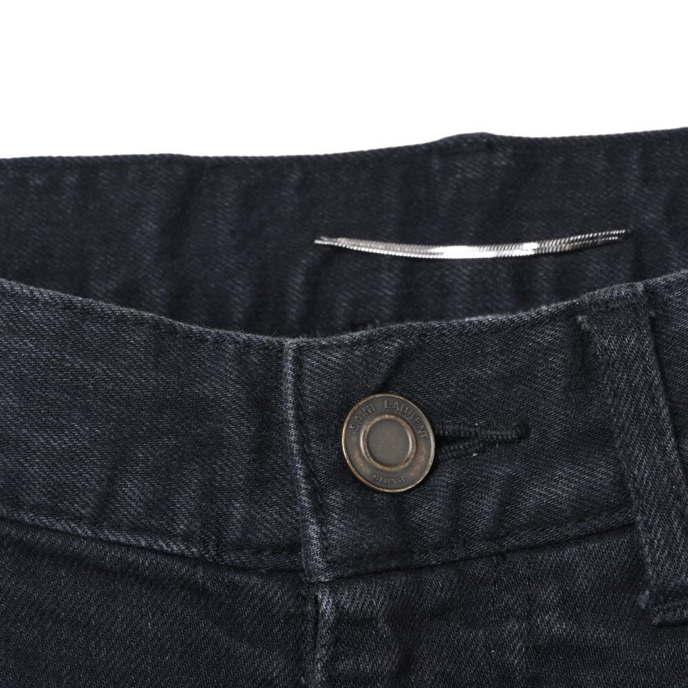 美品 Saint Laurent Paris 362284 ニークラッシュ ストレッチ スキニーデニム 29 ブラック サンローラン KL4BCKHS57