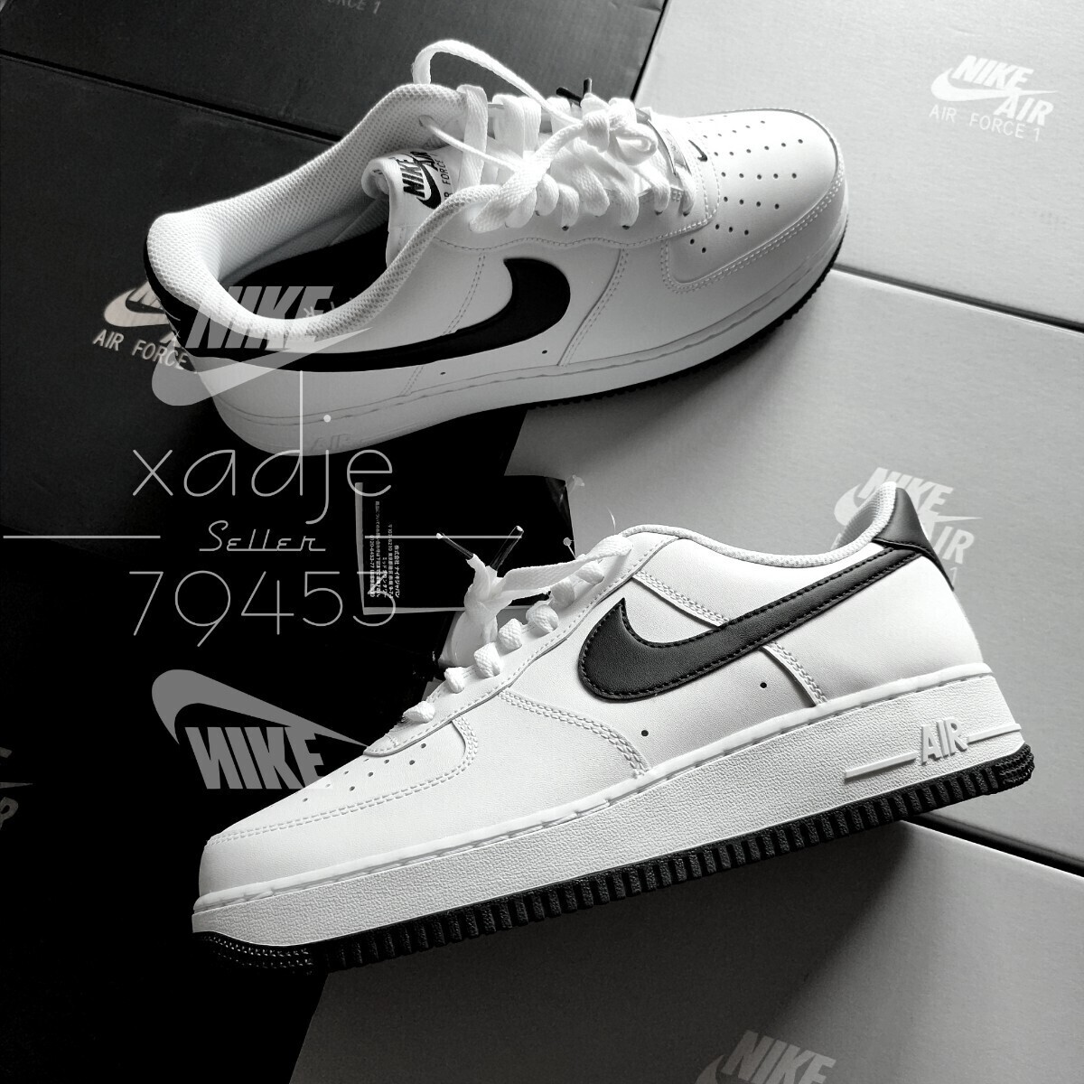 新品 正規品 NIKE ナイキ AIR FORCE1 LOW エアフォース1 07 ロー 白 ホワイト 黒 ブラック 28cm US10 デュブレ 箱付き