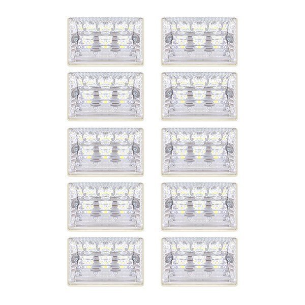 LED サイドマーカー 8発 ダウンライト 12発 角型 10個 白＆白 ステー付 12V 24V 8V-50V範囲 汎用 路肩灯 トラック バス ホワイト