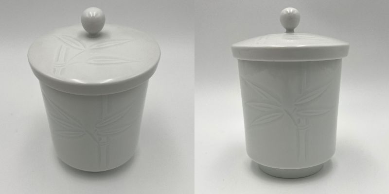 人間国宝 井上萬二 作 白磁 笹彫文 蓋物 幅約12.7cm｜ホビー