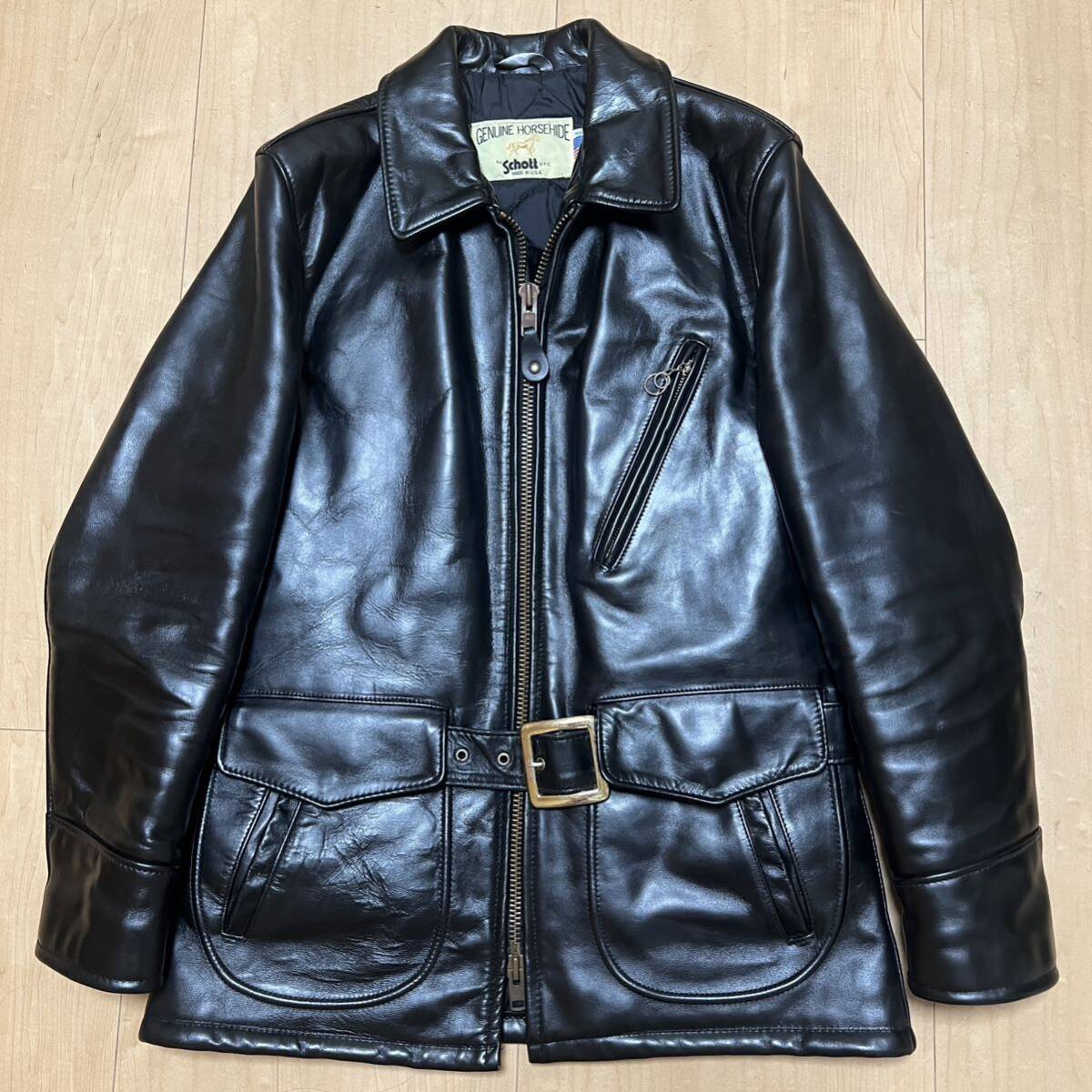 schott 672h 38 ホースハイド レザーカーコート レザーシングル schott 672h 38 ホースハイド レザーカーコート レザーシングル