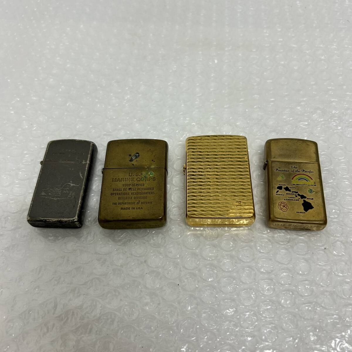 24大/A052988-12/J104-613/TY5000【名古屋】Zippo ジッポ オイライター 4点まとめ DECOY / U.S MARINE CORPS / SOLID BRASS 1932 1986 他