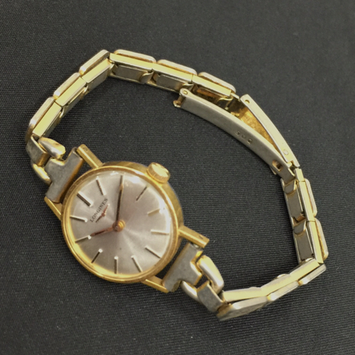 送料360円 ロンジン 手巻き 機械式 腕時計 レディース シルバーカラー文字盤 社外ブレス LONGINES 同梱NG