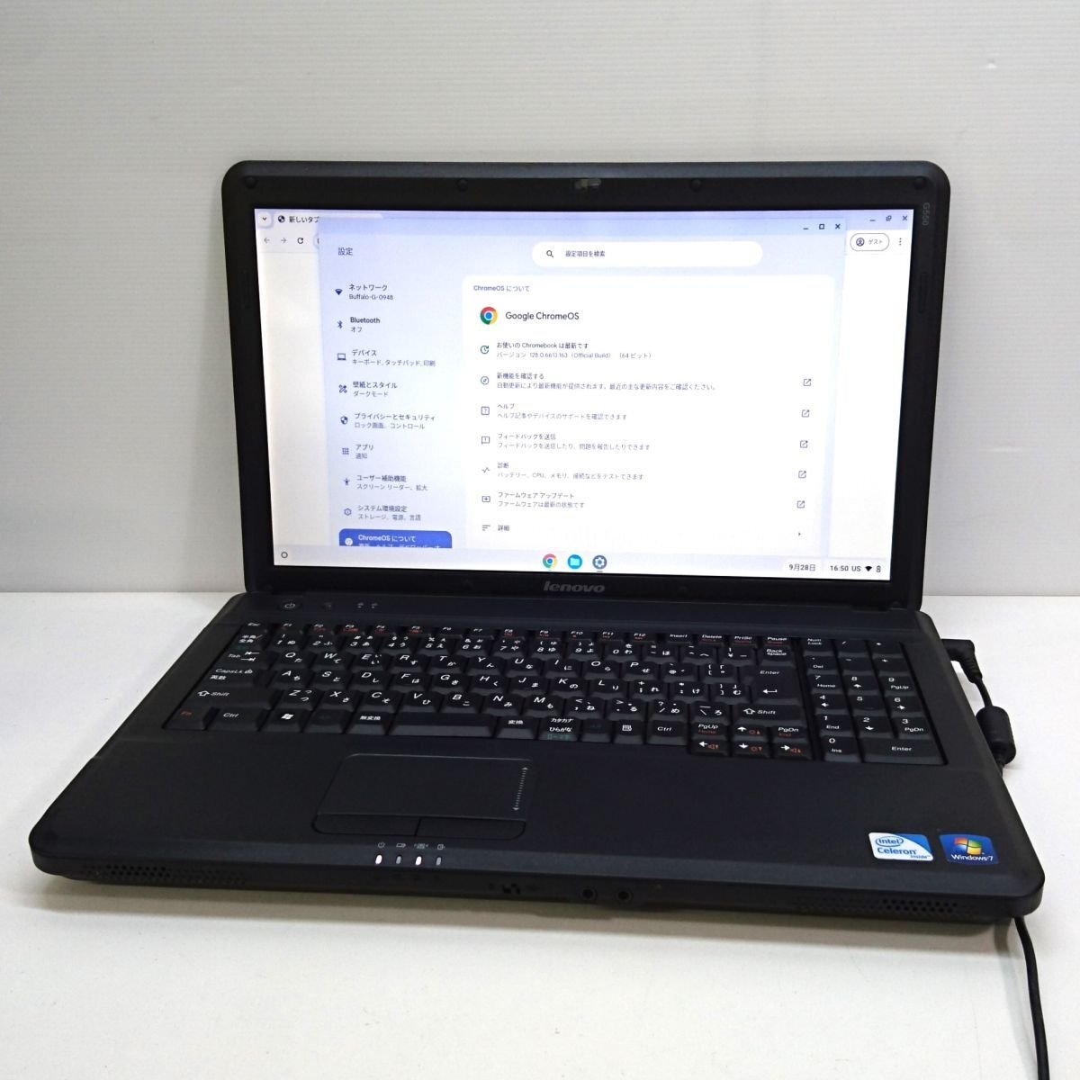 現状品 Lenovo 15.6インチ G550 Chrome OS Flex/Celeron Dual-Core T3500[M8475]