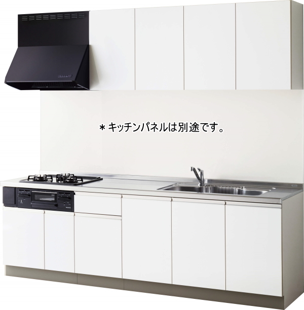 クリナップ製システムキッチン 扉カラー13色 間口255cm 奥行65cm クリナップ製システムキッチン 扉カラー13色 間口255cm 奥行65cm