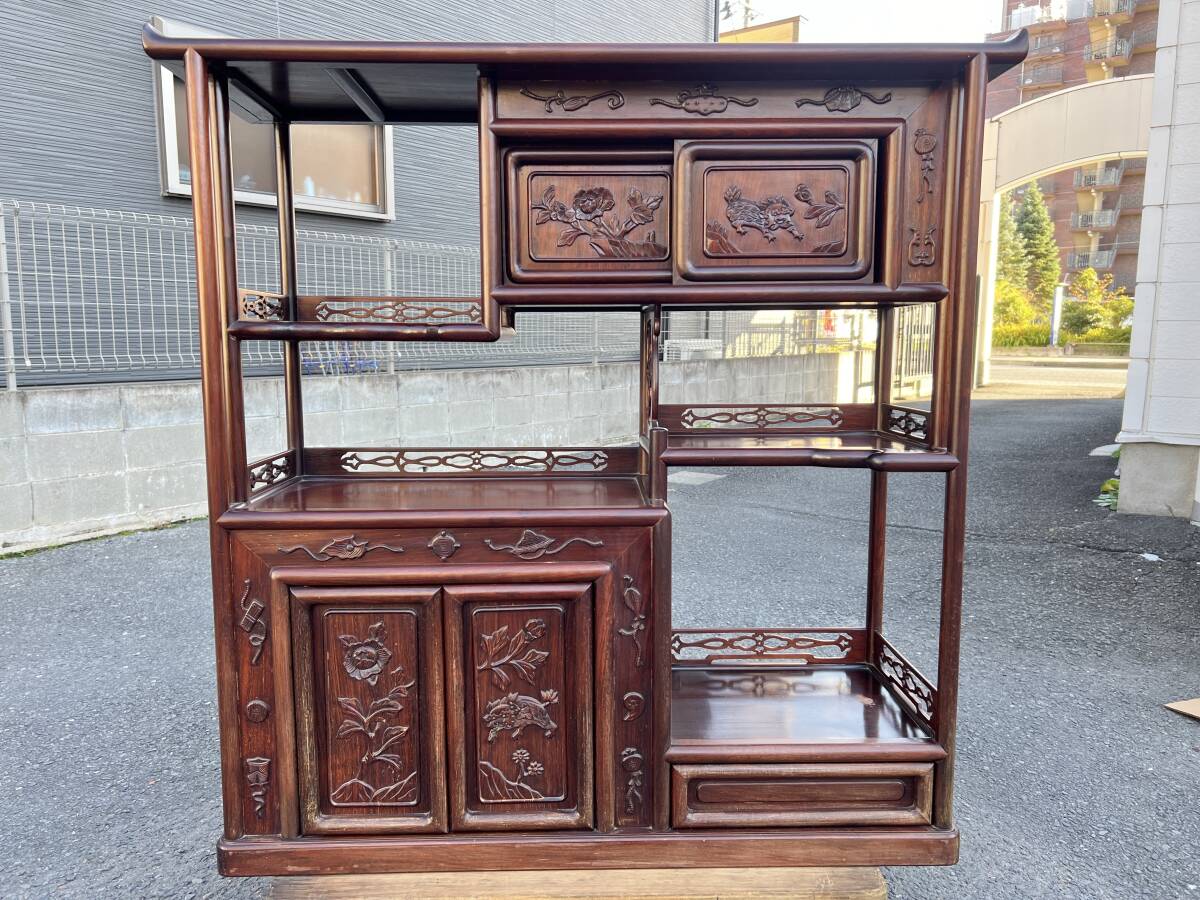 アンティーク　茶箪笥　飾り棚　骨董　煎茶道具 飾り棚 茶箪笥 茶道具 組木 工芸 骨董 木製 レトロ - メルカリ