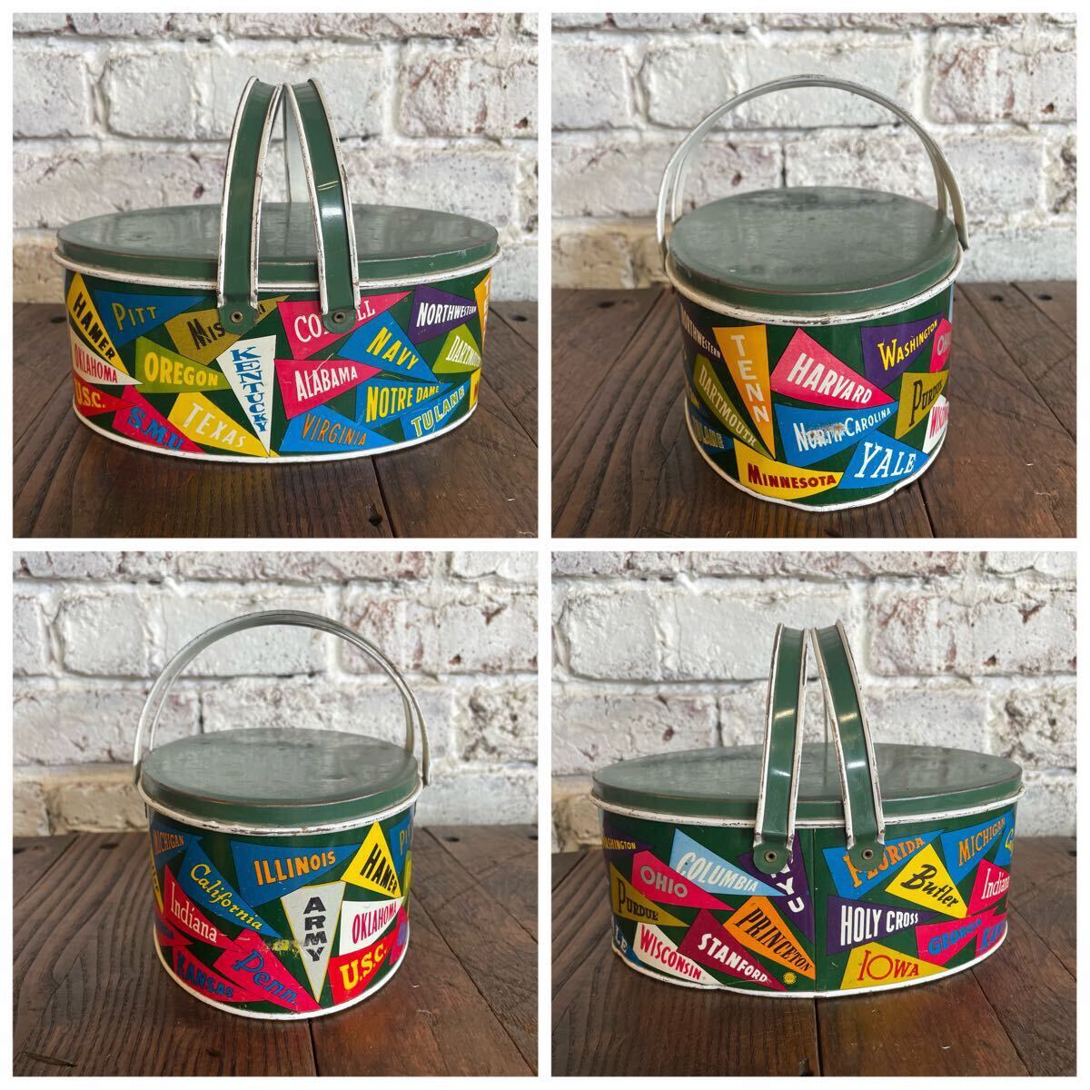 vintage】カレッジペナント 缶 ボックス アドバタイジング vintage】カレッジペナント 缶 ボックス アドバタイジング