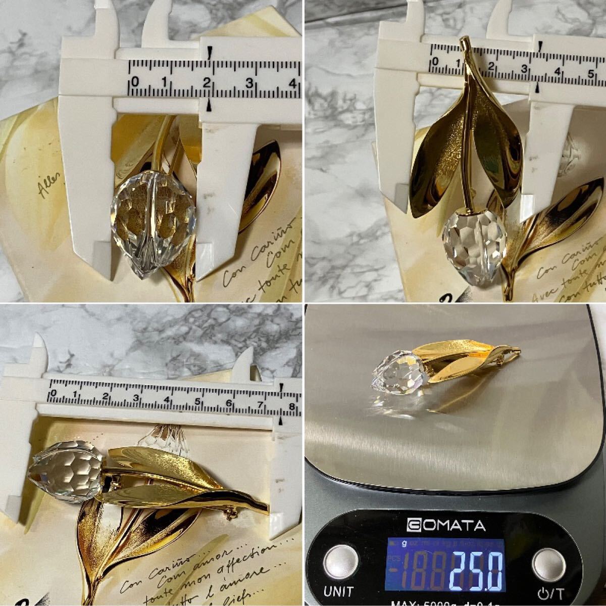 m】美品 SWAROVSKI スワロフスキー チューリップ ブローチ m】美品 SWAROVSKI スワロフスキー チューリップ ブローチ