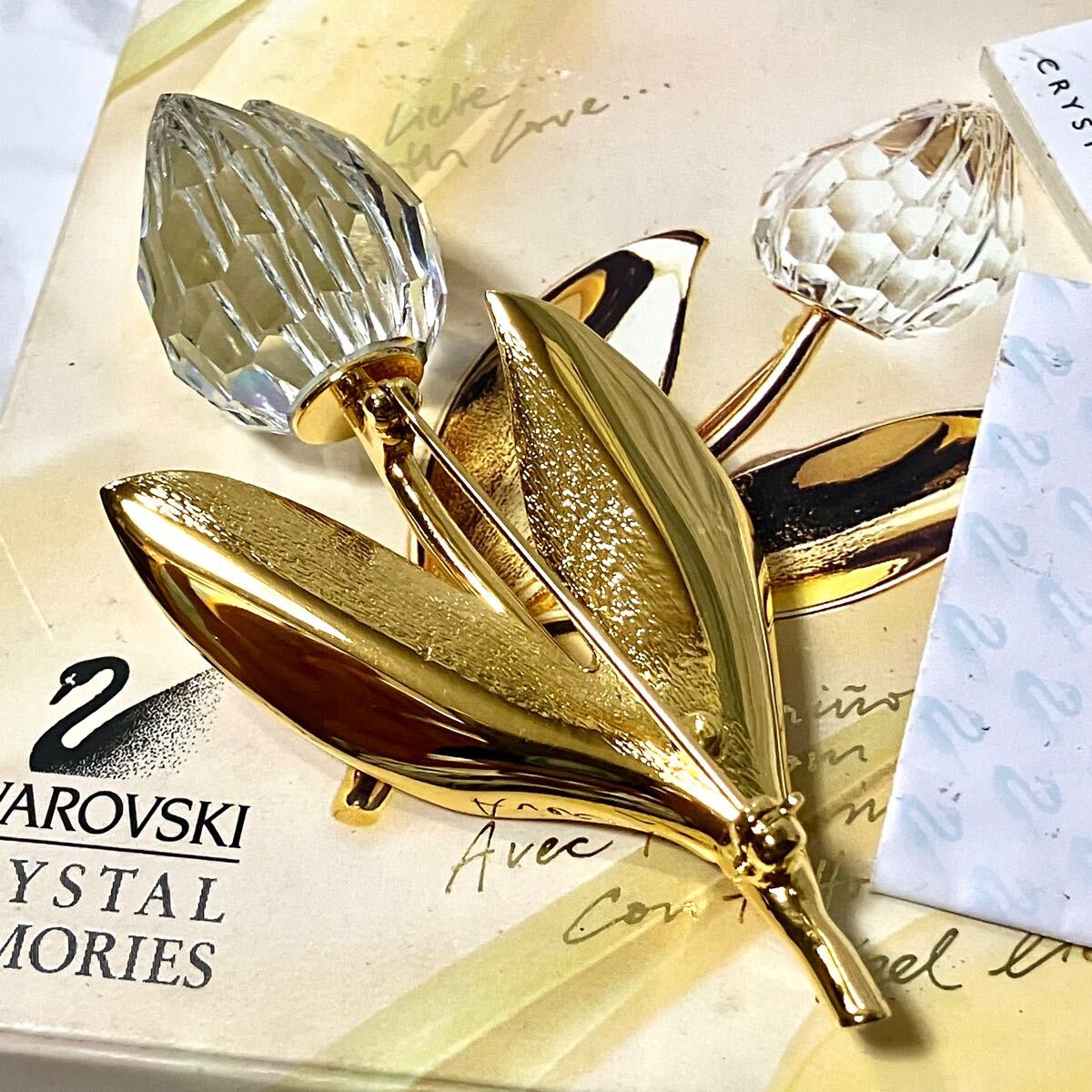 m】美品 SWAROVSKI スワロフスキー チューリップ ブローチ m】美品 SWAROVSKI スワロフスキー チューリップ ブローチ