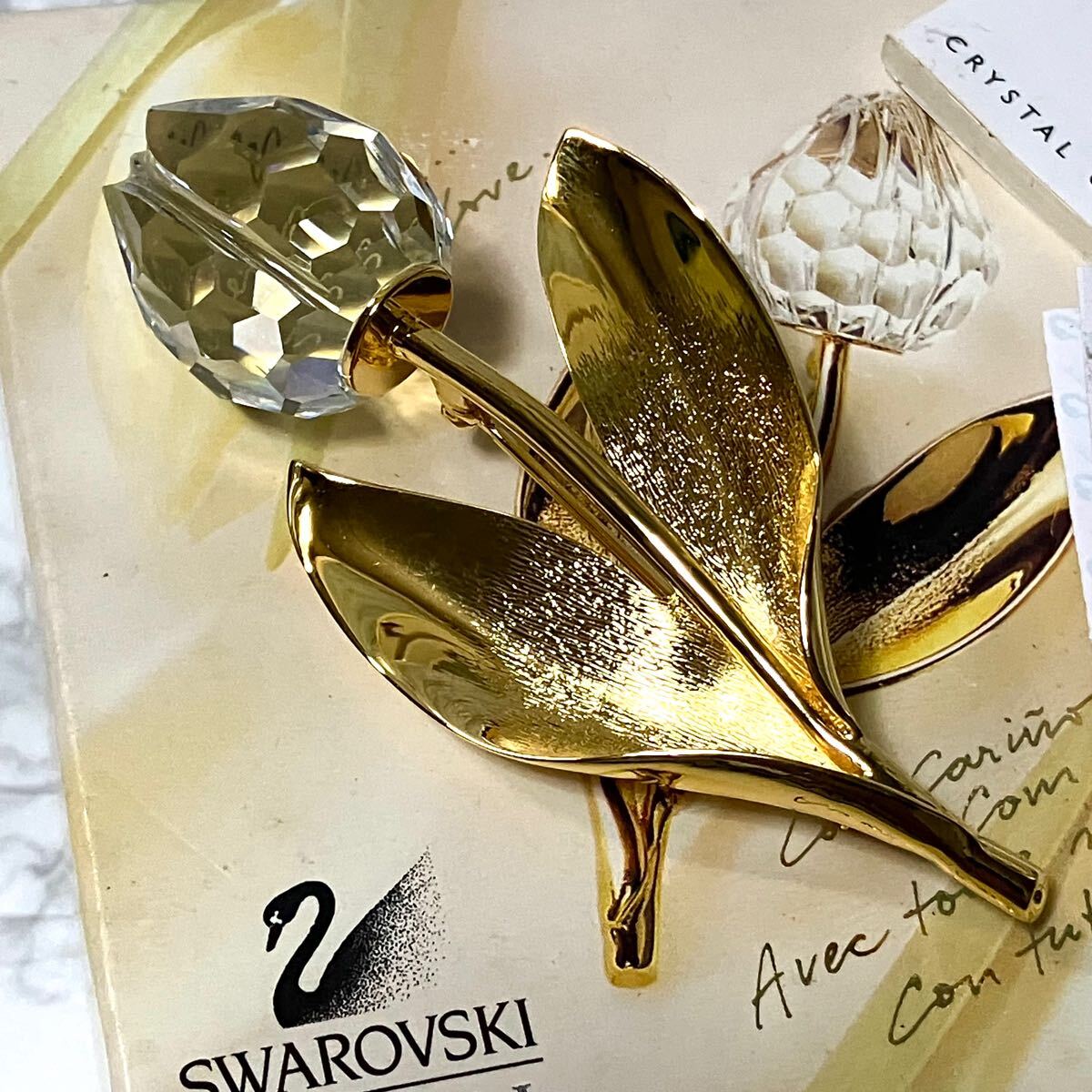 m】美品 SWAROVSKI スワロフスキー チューリップ ブローチ m】美品 SWAROVSKI スワロフスキー チューリップ ブローチ