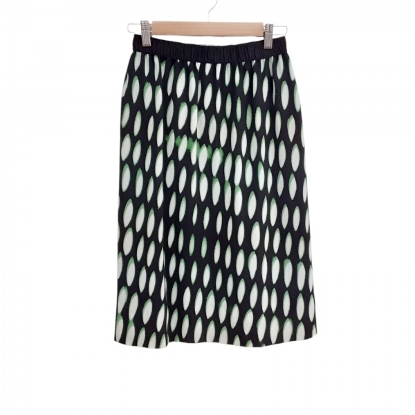 ドリスヴァンノッテン DRIES VAN NOTEN スカート サイズ34 S - 黒×白×グリーン レディース ひざ丈/ウエストゴム 美品 ボトムス
