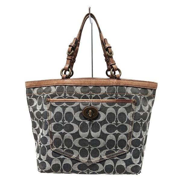  Coach COACH handbag 7044 - gray × light blue × multi signature pattern bag 