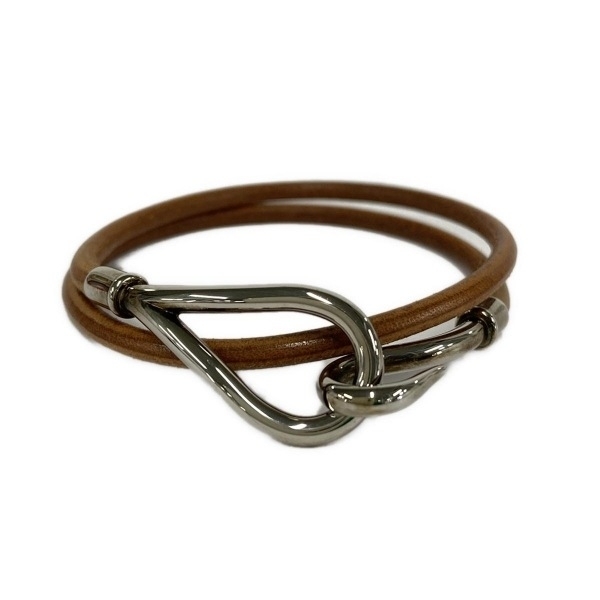 エルメス HERMES ブレスレット ジャンボ レザー ブラウン×シルバー 美品 アクセサリー（腕）