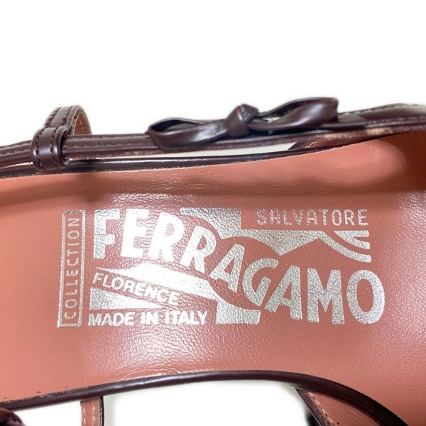 サルバトーレフェラガモ SalvatoreFerragamo サンダル 5C - レザー ボルドー レディース リボン/アウトソール張?zhí)鏈g 靴