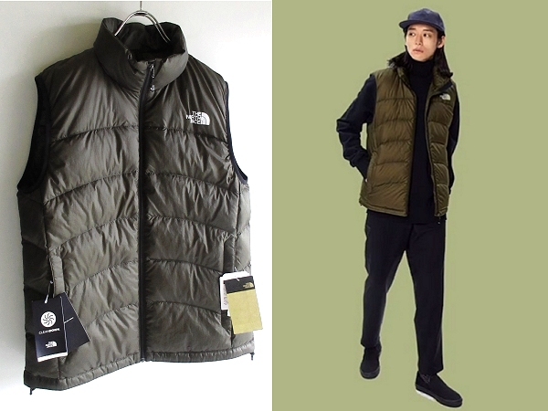 新品タグ付 THE NORTH FACE ノースフェイス Aconcagua Vest ND92243 ロゴプリント 光電子ダウン アコンカグアベスト L ニュートープ NT