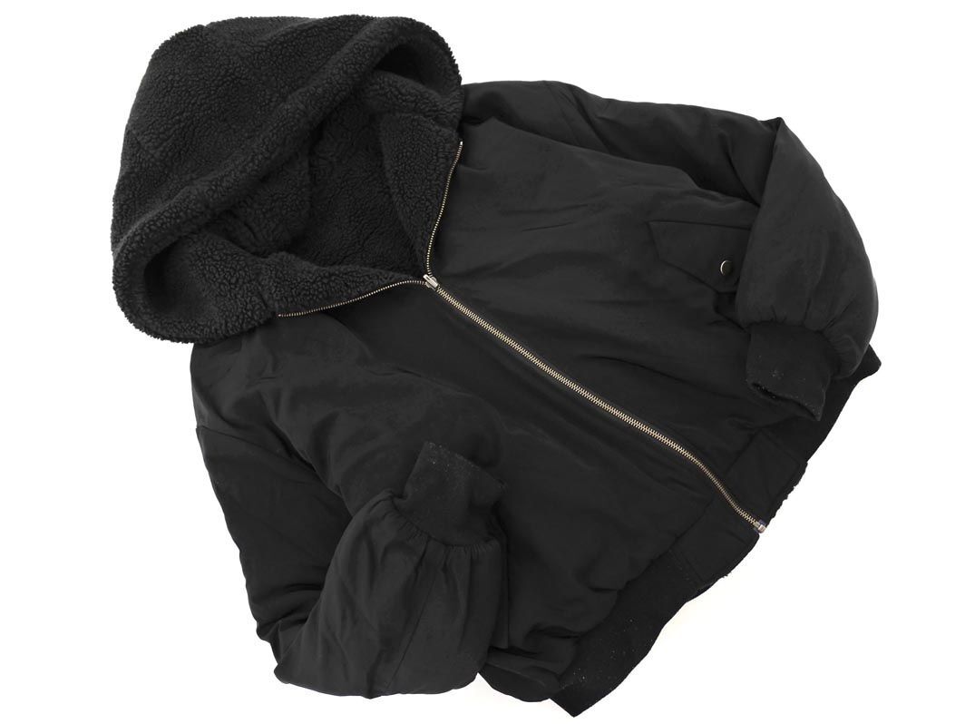 AZUL basic アズールバイマウジー リバーシブル ボア フーディー ブルゾン ジャケット sizeS/黒 ◆■ ☆ eja1 レディース
