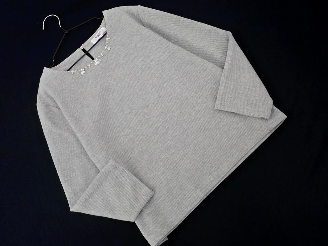 NATURAL BEAUTY BASIC ナチュラルビューティーベーシック ビジュー カットソー sizeM/グレー ◇■ ☆ eja1 レディース