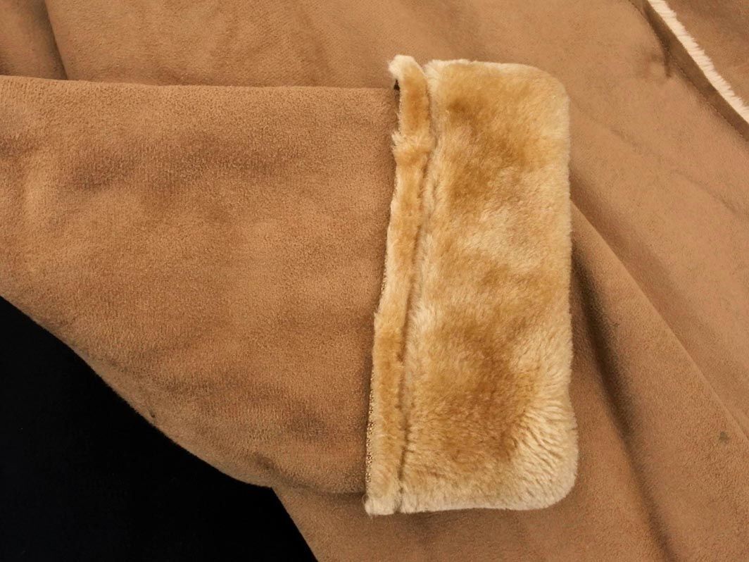 ローリーズファーム フェイクムートン ロング コート sizeM/ベージュ ◆■ ☆ eja2 レディース