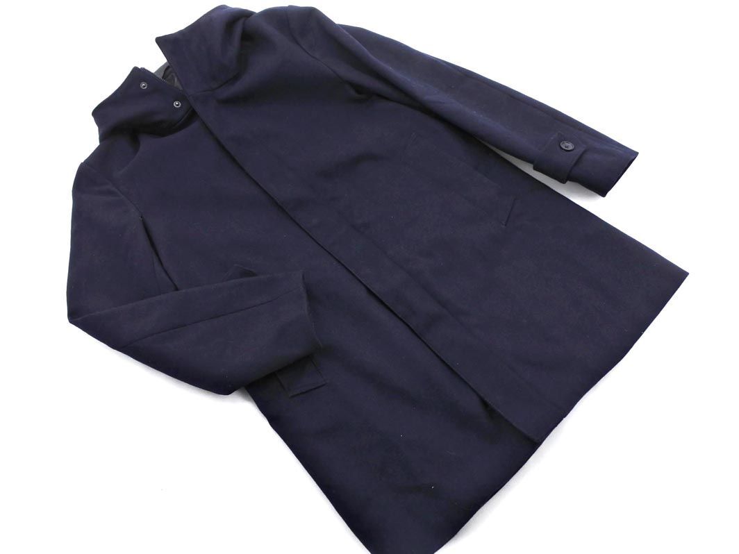 INHERIT インヘリット ウール混 フーデッド コート sizeS/紺 ◆■ ☆ eid0 メンズ