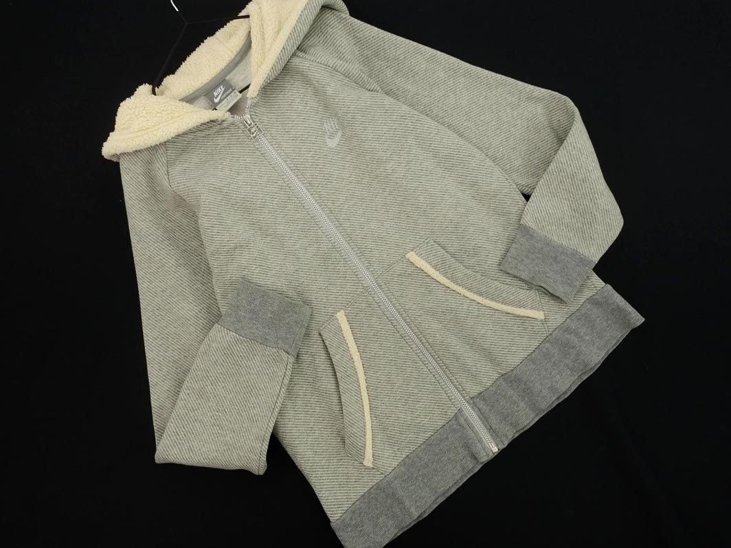 NIKE ナイキ 裏起毛 ストライプ ジップアップ パーカー sizeM/グレー ◇■ ☆ eja2 レディース