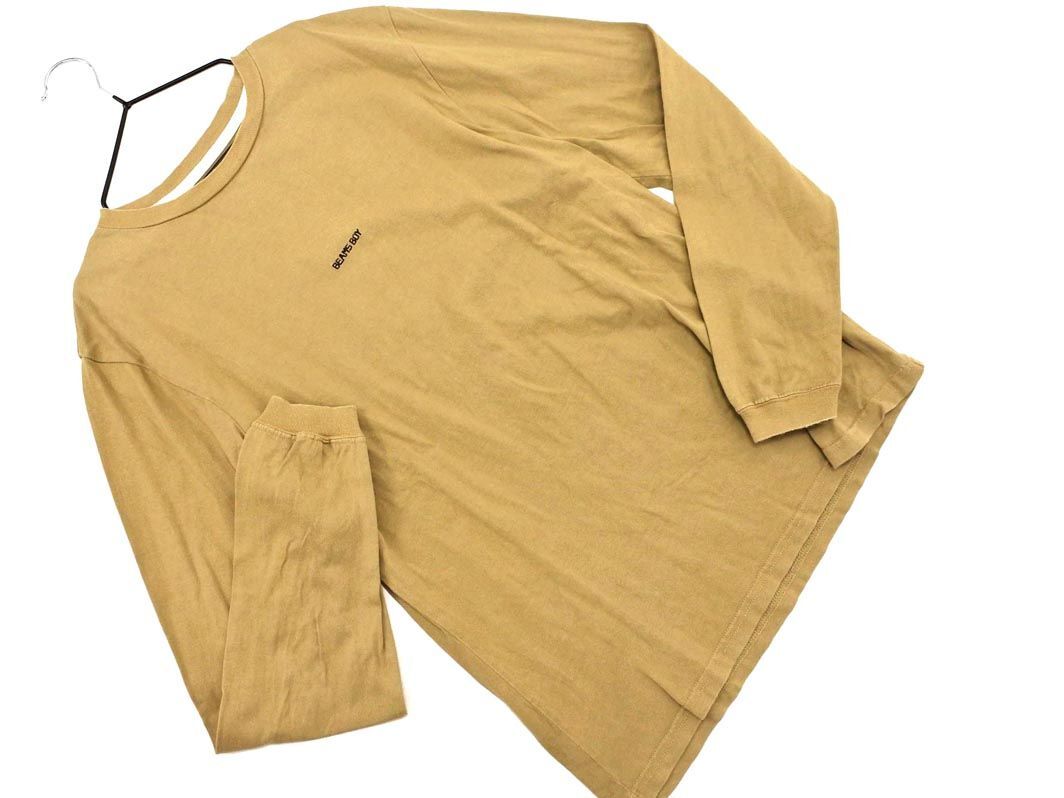 ネコポスOK BEAMS BOY ビームスボーイ ロゴ 長袖 カットソー ベージュ ◇■ ☆ eja7 レディース