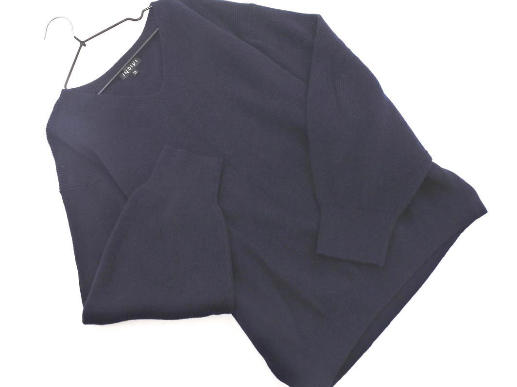 INDIVI インディヴィ Vネック ニット セーター size13/紺 ◇■ ☆ ejb0 レディース