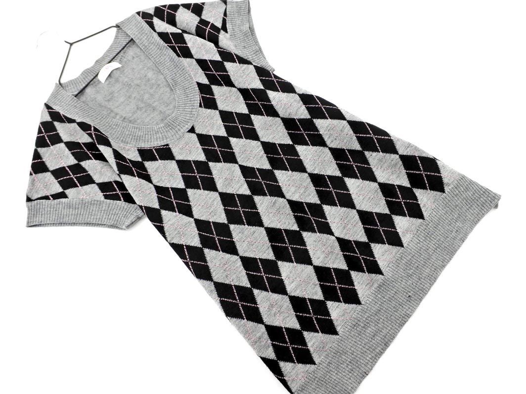 iiMK アイアイエムケー ミッシェルクラン ウール混 ラメ アーガイル ニット ベスト size38/グレー ◇■ ☆ ejb0 レディース