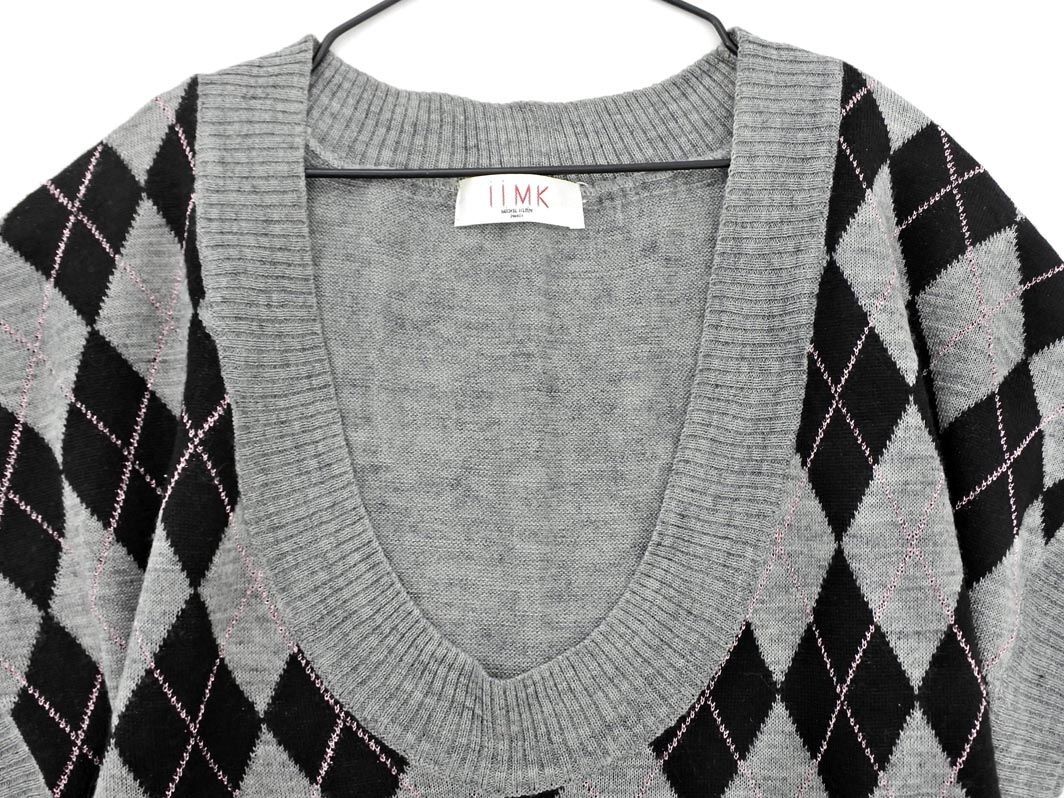 iiMK アイアイエムケー ミッシェルクラン ウール混 ラメ アーガイル ニット ベスト size38/グレー ◇■ ☆ ejb0 レディース