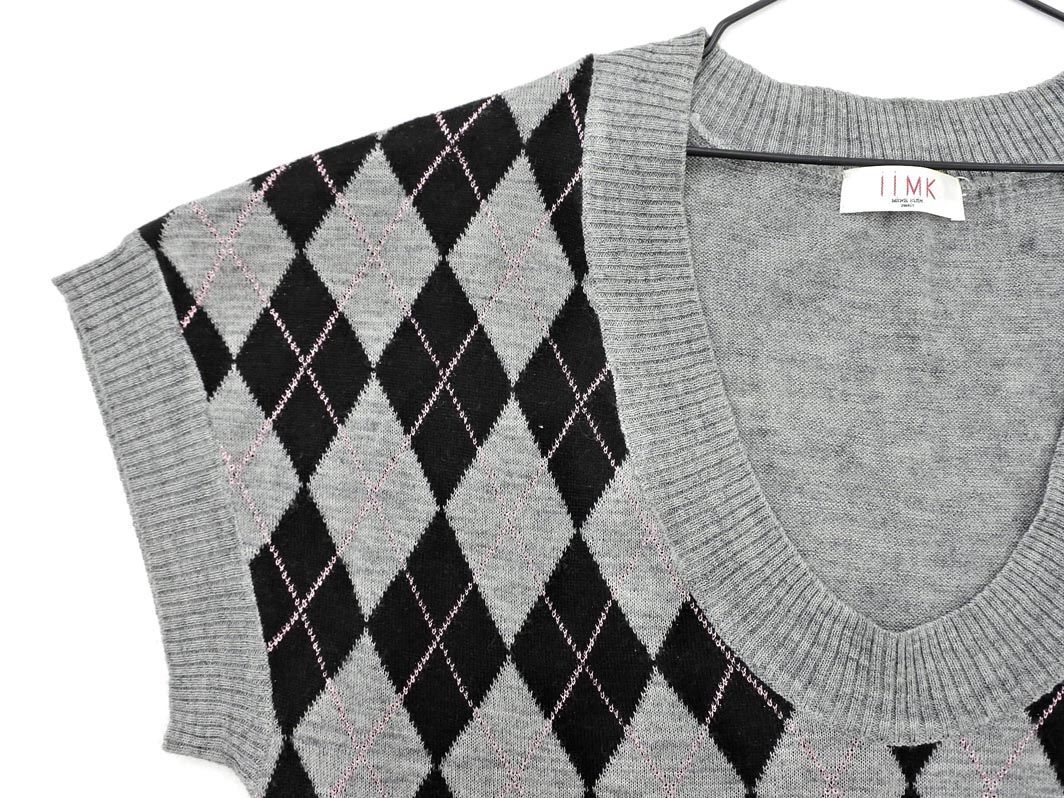 iiMK アイアイエムケー ミッシェルクラン ウール混 ラメ アーガイル ニット ベスト size38/グレー ◇■ ☆ ejb0 レディース