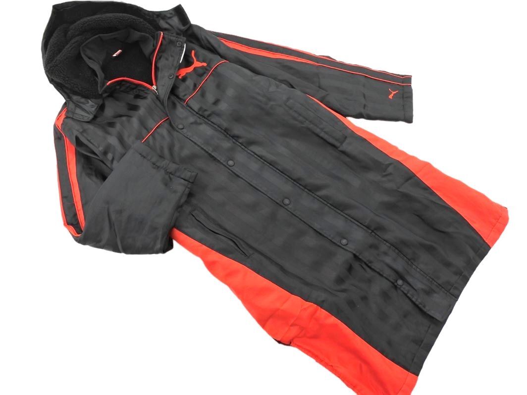 PUMA プーマ 2WAY 裏ボア バックロゴ ベンチ コート 160cm 黒 ◆■ ☆ ejb0 子供服