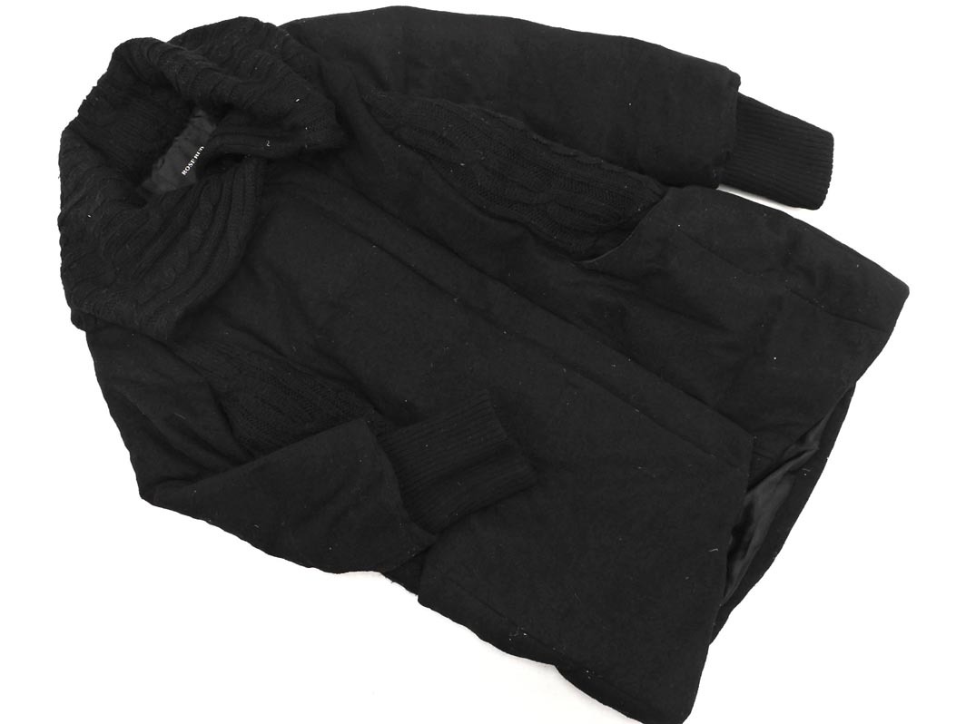ROSE BUD ローズバッド ウール混 ニット 切替 コート ダウン ジャケット size2/黒 ◆■ ☆ ejb6 レディース