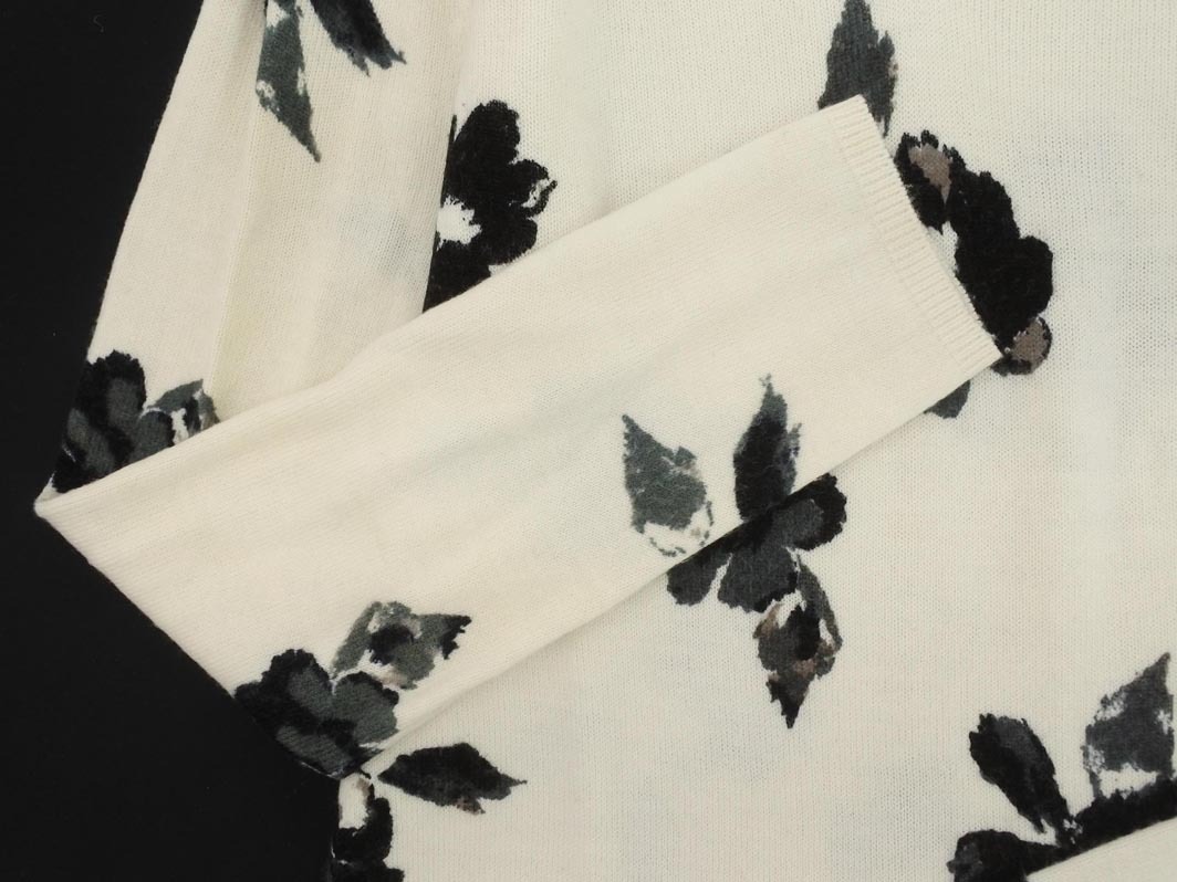 ネコポスOK AZUL BY MOUSSY アズールバイマウジー Vネック 花柄 ニット カットソー sizeS/白ｘ黒 ◇■ ☆ ejb6 レディース
