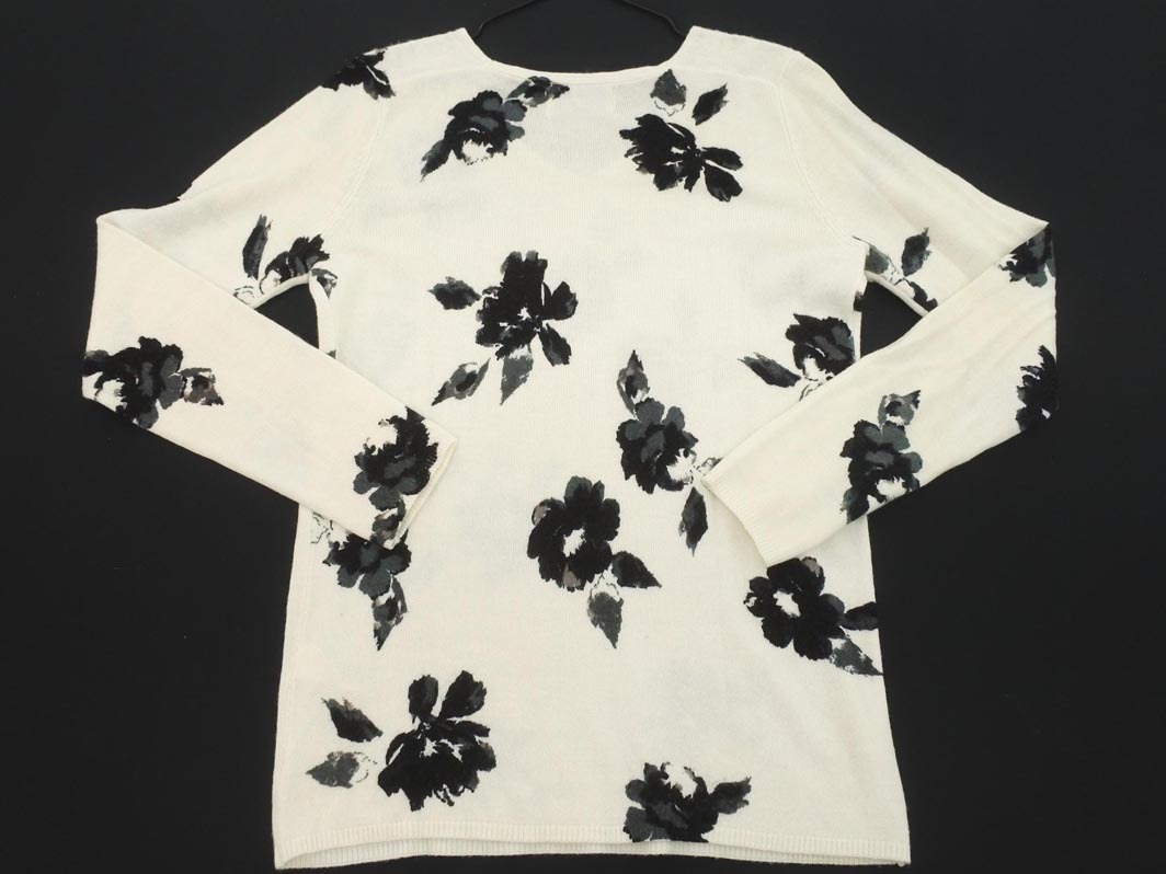 ネコポスOK AZUL BY MOUSSY アズールバイマウジー Vネック 花柄 ニット カットソー sizeS/白ｘ黒 ◇■ ☆ ejb6 レディース