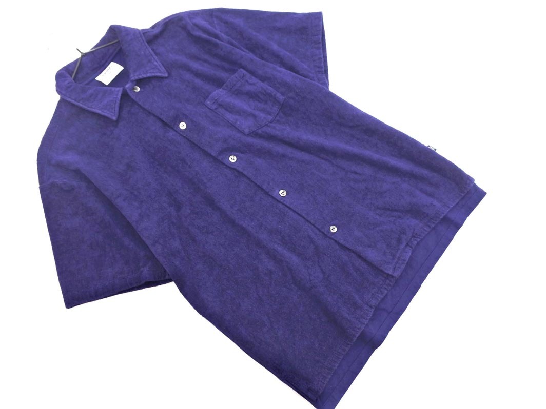 THING FABRICS シングファブリックス パイル 切替 オープンカラー シャツ size1/紺 ■◆ ☆ ejb5 メンズ
