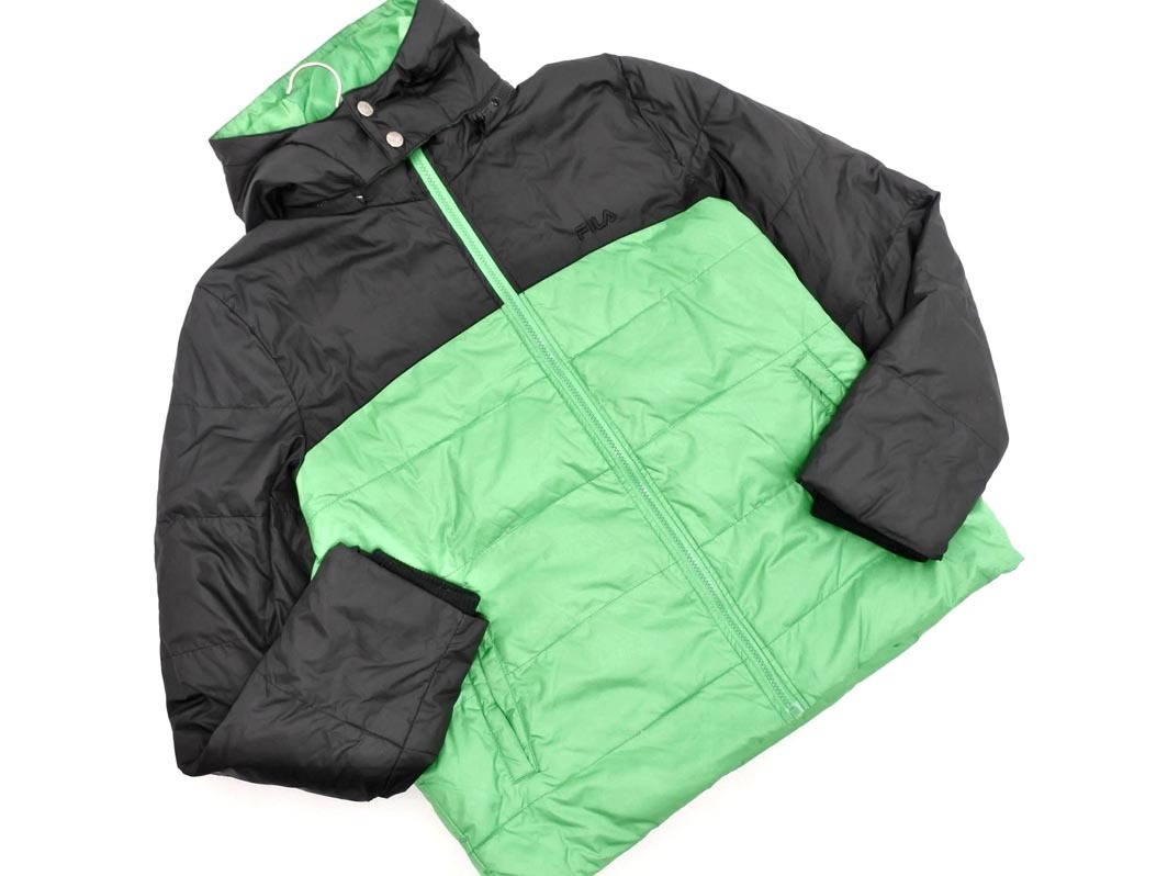 FILA フィラ 2WAY バイカラー ダウン ジャケット sizeM/黒ｘ緑 ◆■ ☆ ejb8 メンズ